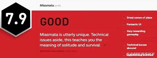 《密斯玛塔（Miasmata）》获IGN 7.9分好评 化身贝爷荒岛求生