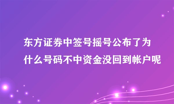 东方证券中签号摇号公布了为什么号码不中资金没回到帐户呢