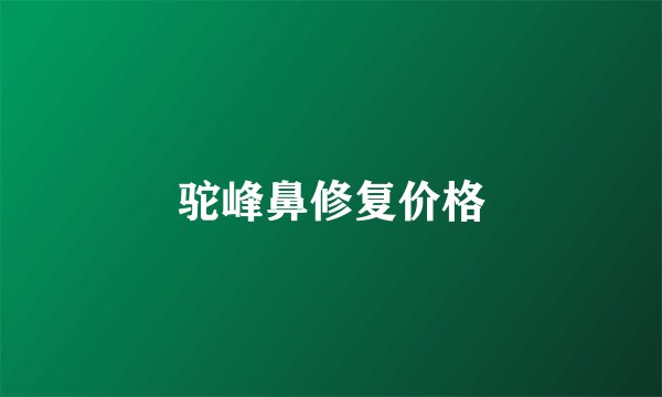 驼峰鼻修复价格