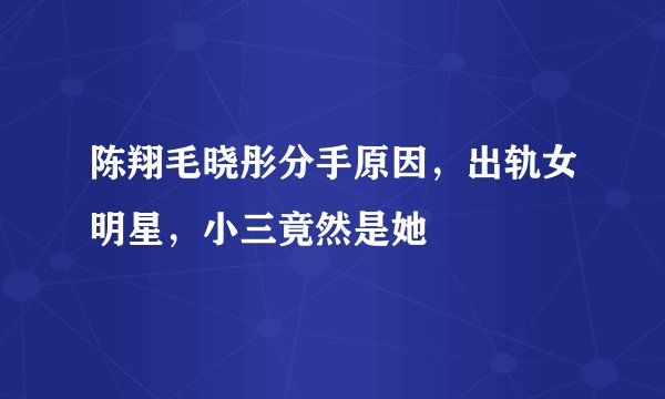 陈翔毛晓彤分手原因，出轨女明星，小三竟然是她