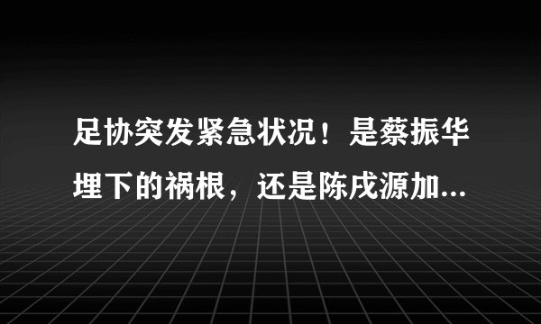 足协突发紧急状况！是蔡振华埋下的祸根，还是陈戌源加了把火？