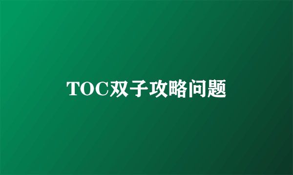 TOC双子攻略问题
