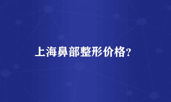 上海鼻部整形价格？