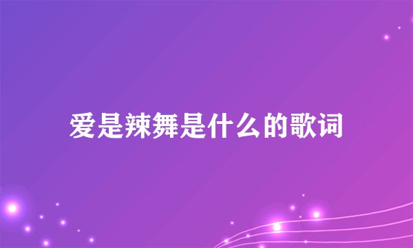 爱是辣舞是什么的歌词