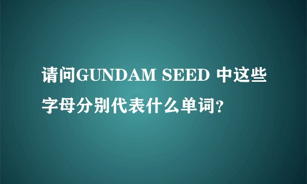 请问GUNDAM SEED 中这些字母分别代表什么单词？