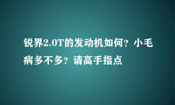 锐界2.0T的发动机如何？小毛病多不多？请高手指点
