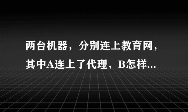 两台机器，分别连上教育网，其中A连上了代理，B怎样设置才能以A为代理上网
