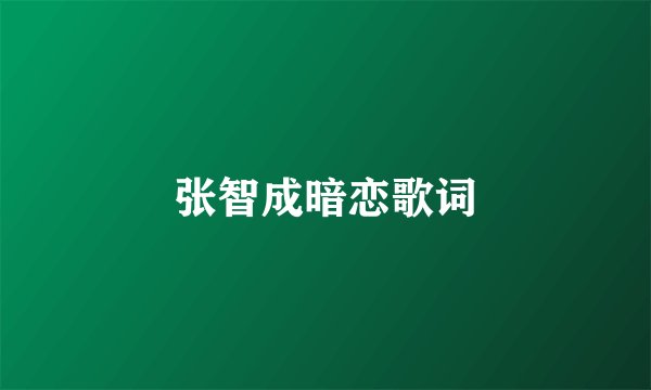 张智成暗恋歌词