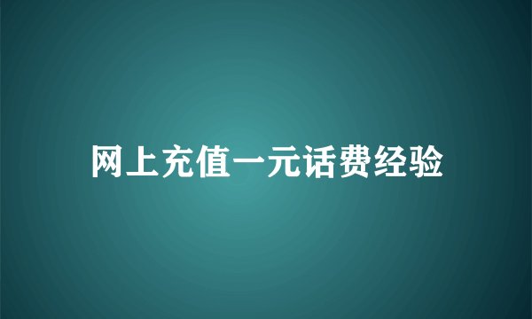 网上充值一元话费经验