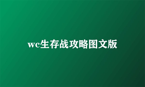 wc生存战攻略图文版