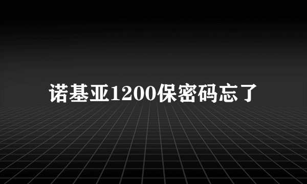 诺基亚1200保密码忘了