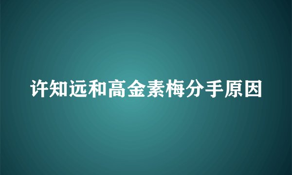 许知远和高金素梅分手原因