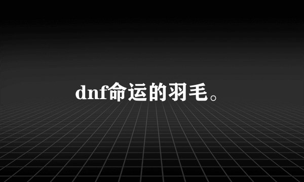 dnf命运的羽毛。