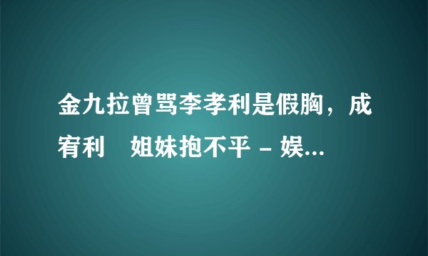 金九拉曾骂李孝利是假胸，成宥利爲姐妹抱不平 - 娱乐新闻 