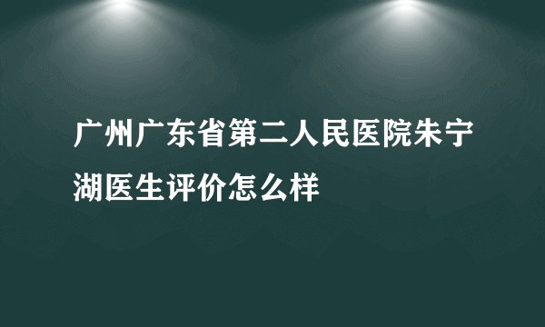广州广东省第二人民医院朱宁湖医生评价怎么样