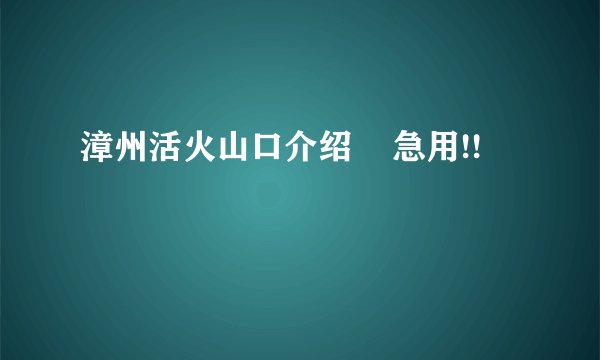 漳州活火山口介绍 急用!!