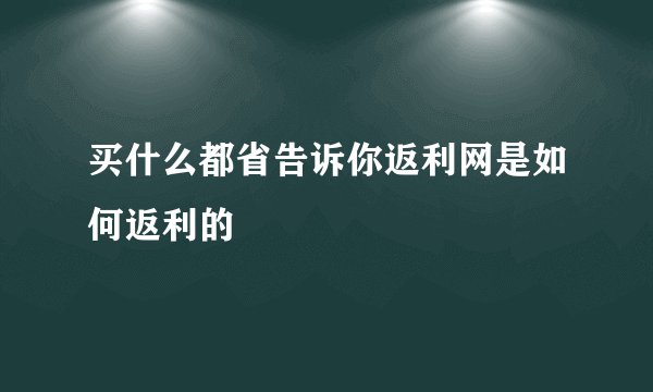 买什么都省告诉你返利网是如何返利的