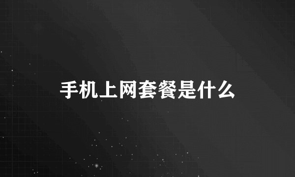 手机上网套餐是什么