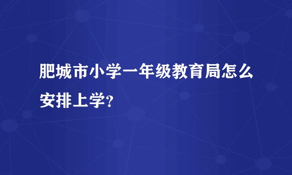 肥城市小学一年级教育局怎么安排上学？