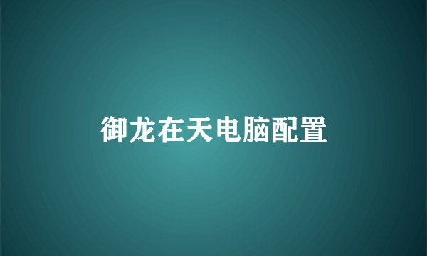 御龙在天电脑配置