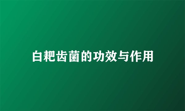 白耙齿菌的功效与作用