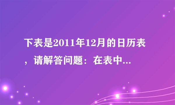 下表是2011年12月的日历表，请解答问题：在表中用形如下图的平行四边形框框出4个数，（1）若框出的4个数的和为74，请你通过列方程的办法，求出它分别是哪4天？（2）框出的4个数的和可能是26吗？为什么？