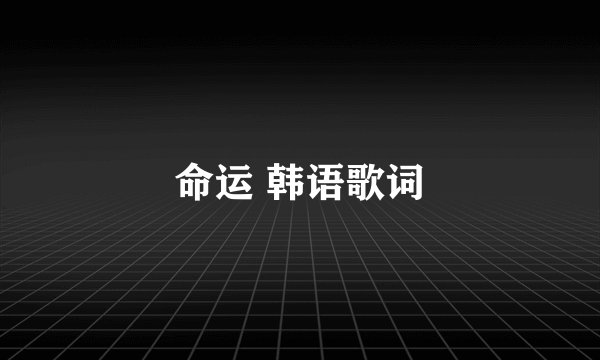 命运 韩语歌词