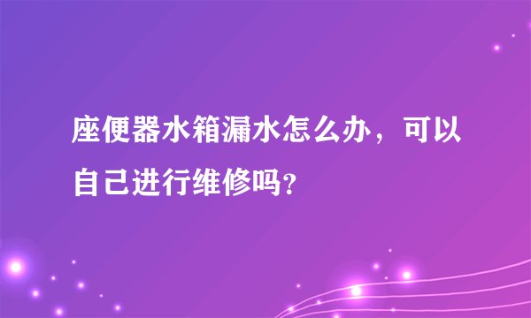 座便器水箱漏水怎么办，可以自己进行维修吗？