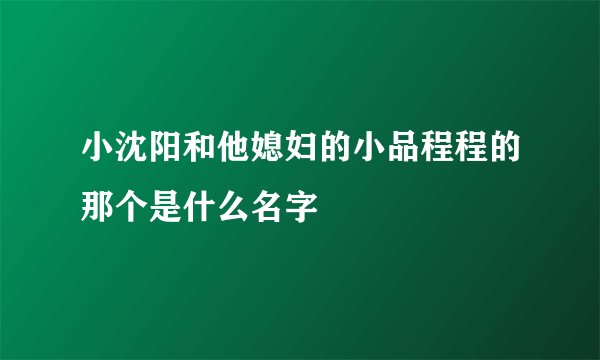 小沈阳和他媳妇的小品程程的那个是什么名字