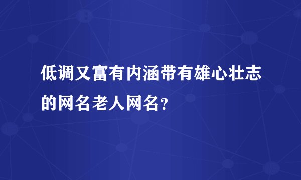 低调又富有内涵带有雄心壮志的网名老人网名？