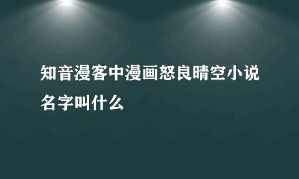 知音漫客中漫画怒良晴空小说名字叫什么