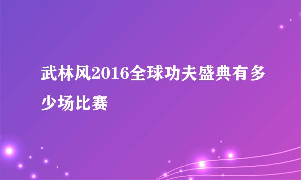 武林风2016全球功夫盛典有多少场比赛