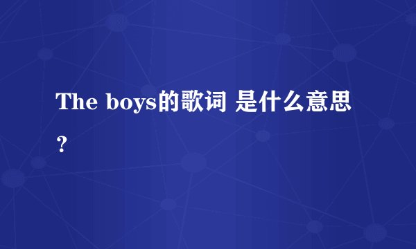 The boys的歌词 是什么意思？