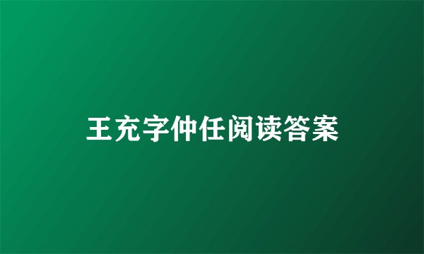 王充字仲任阅读答案