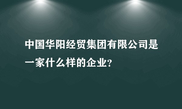 中国华阳经贸集团有限公司是一家什么样的企业？