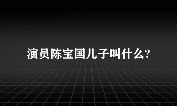 演员陈宝国儿子叫什么?