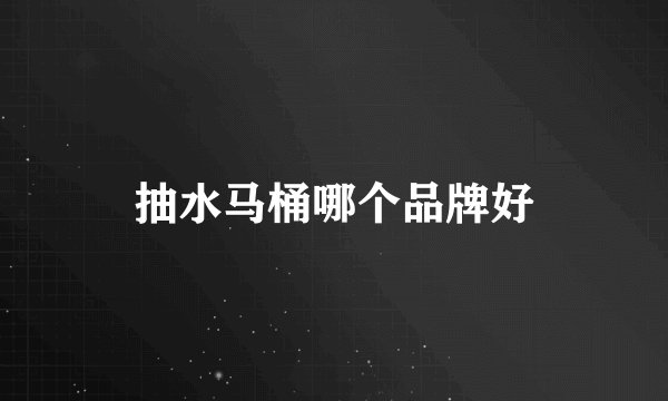 抽水马桶哪个品牌好