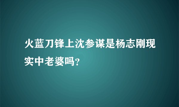 火蓝刀锋上沈参谋是杨志刚现实中老婆吗？