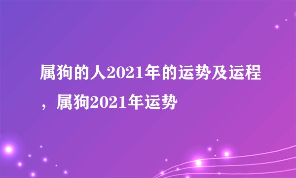 属狗的人2021年的运势及运程，属狗2021年运势