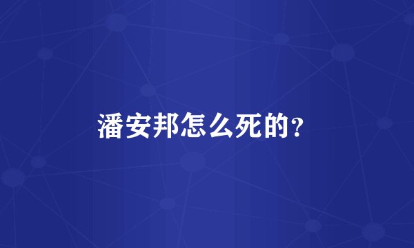 潘安邦怎么死的？