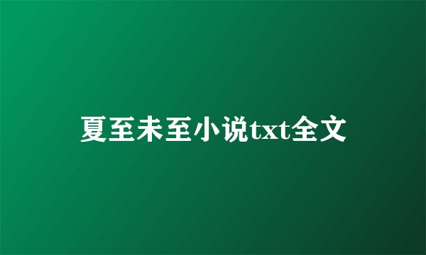 夏至未至小说txt全文
