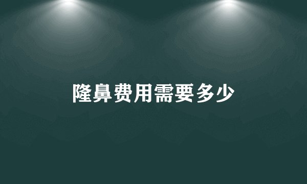隆鼻费用需要多少