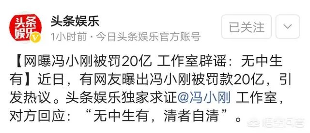 冯小刚被罚款20亿是真的吗?
