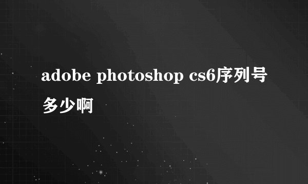 adobe photoshop cs6序列号多少啊