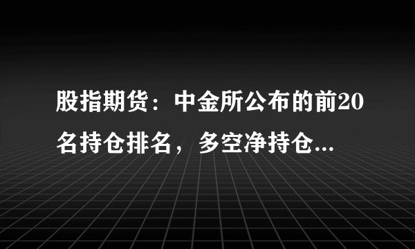 股指期货：中金所公布的前20名持仓排名，多空净持仓比例是怎么算出来的？