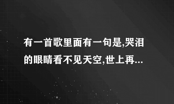 有一首歌里面有一句是,哭泪的眼睛看不见天空,世上再没有我这样的人,是哪首歌的歌词谁唱的