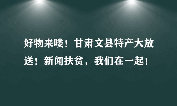 好物来喽！甘肃文县特产大放送！新闻扶贫，我们在一起！