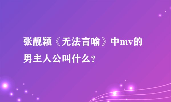 张靓颖《无法言喻》中mv的男主人公叫什么？
