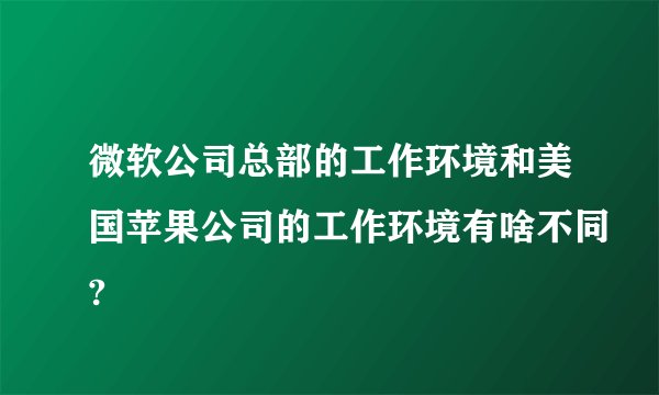 微软公司总部的工作环境和美国苹果公司的工作环境有啥不同?