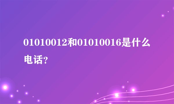 01010012和01010016是什么电话？